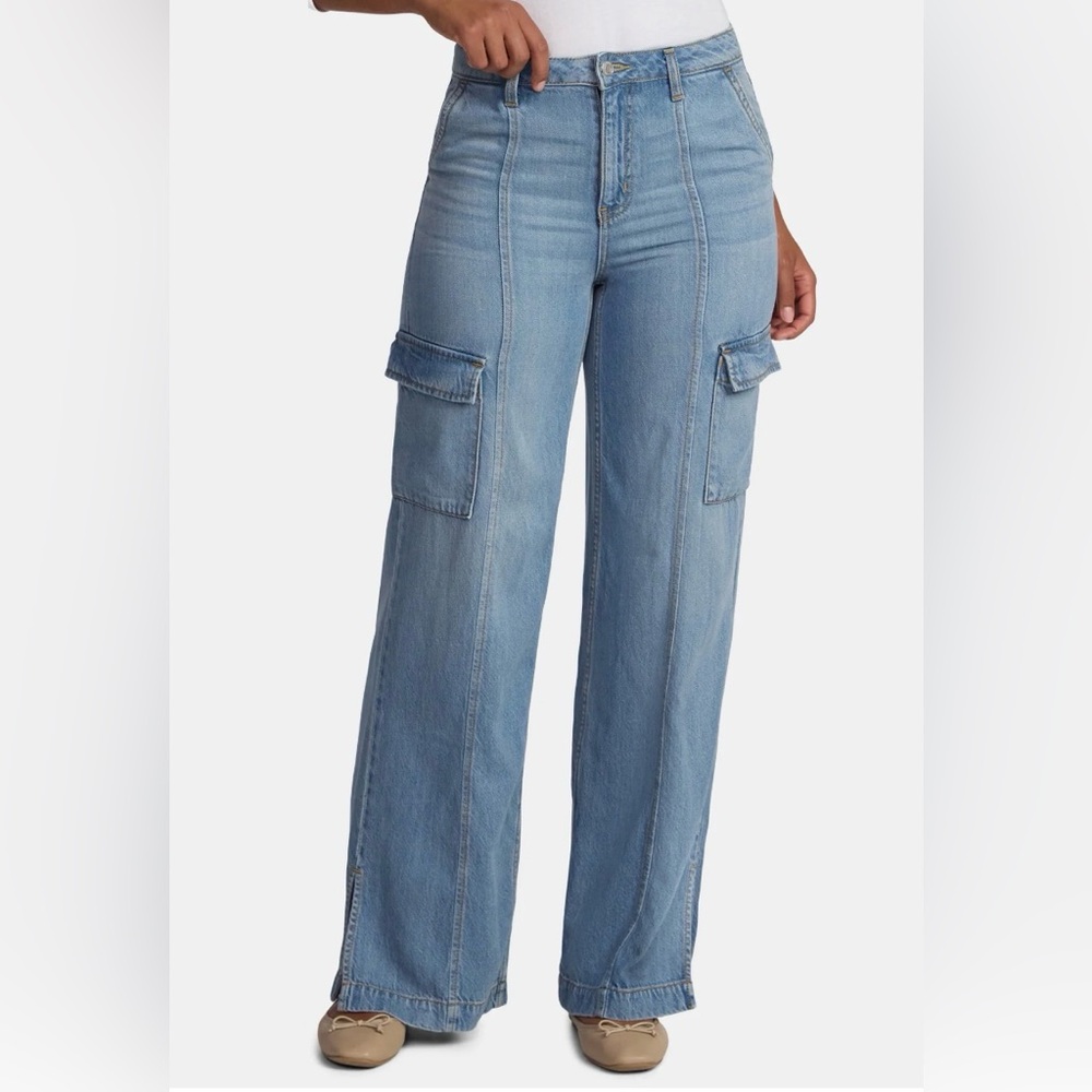 Women's Wide Leg Cargo Jeans, 31" Inseam,